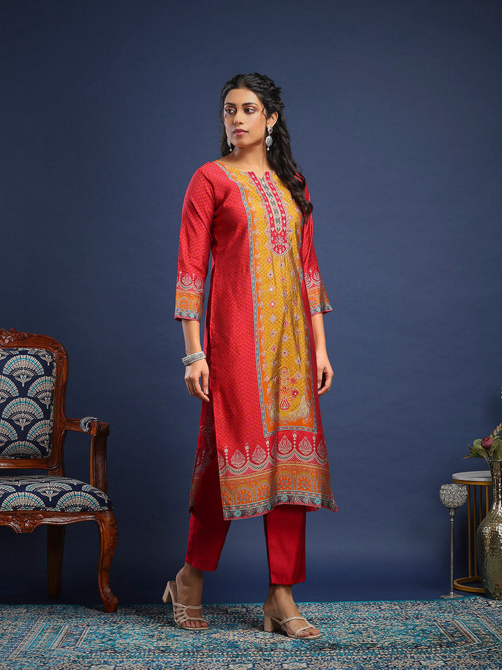 Printed Muslin Kurta With Pant &amp; Dupatta
