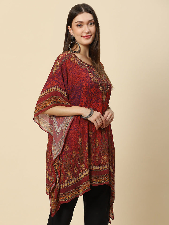 Digital Printed Georgette Kaftan Kurta