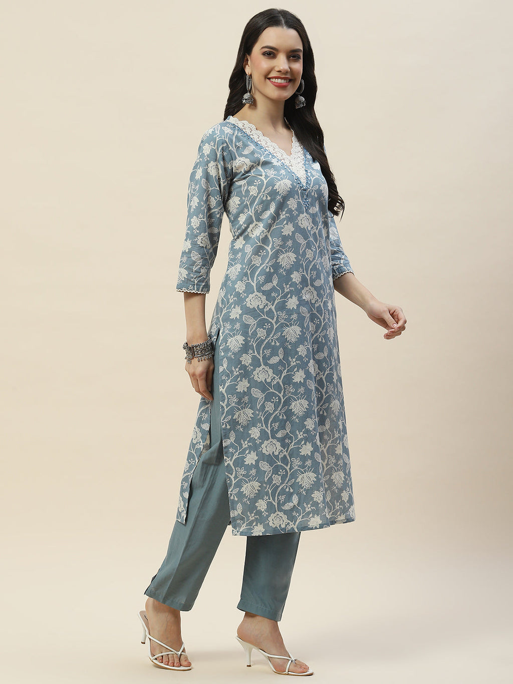 Printed Muslin Kurta With Pants