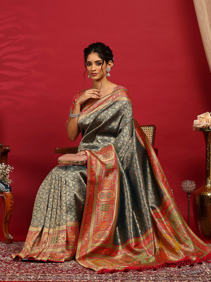 Embroidered Dola Silk Saree