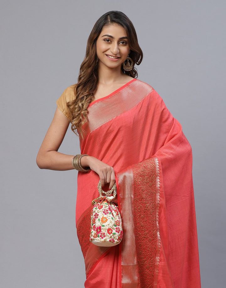 Art Handloom Saree With Zari Border