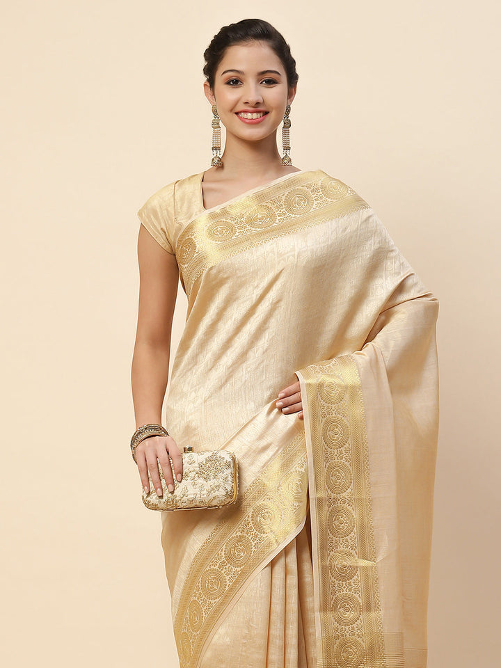 Plain Zari Border Art Handloom Woven Saree