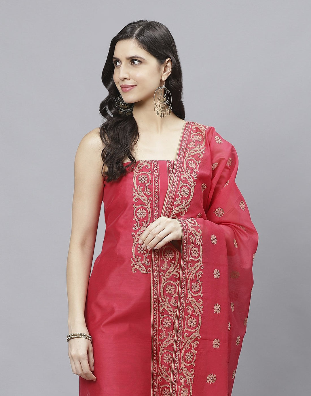 Chanderi Embroidered Suit piece