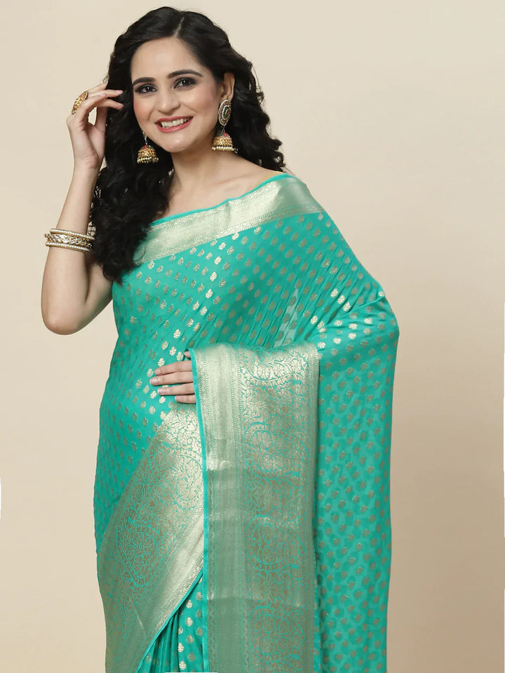 Zari Booti Georgette Plain Saree