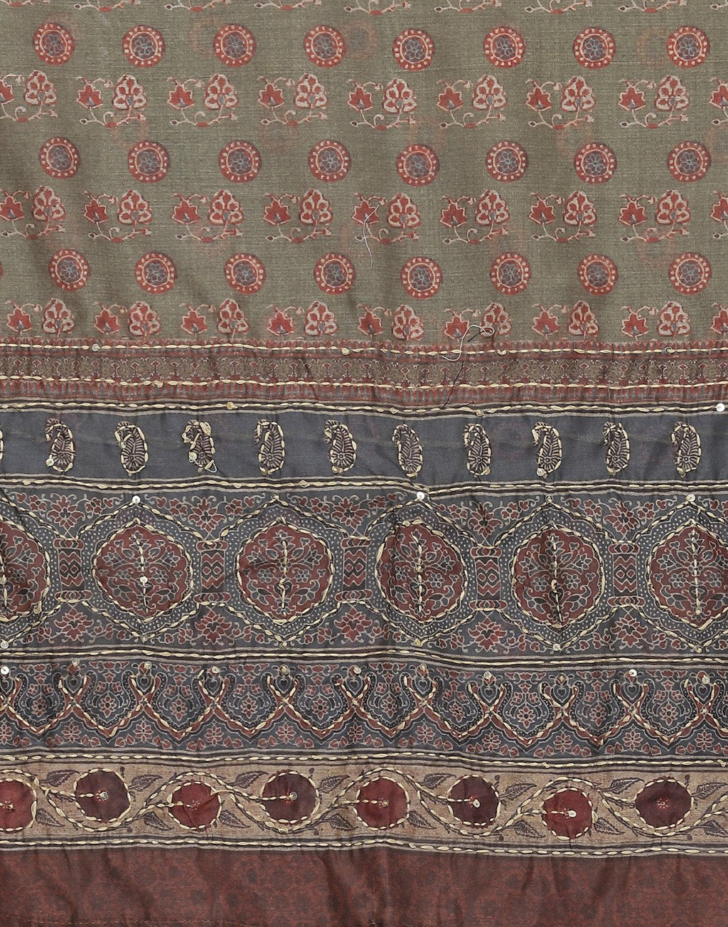 Printed Chanderi Suit Piece With Embroidered Chanderi Dupatta