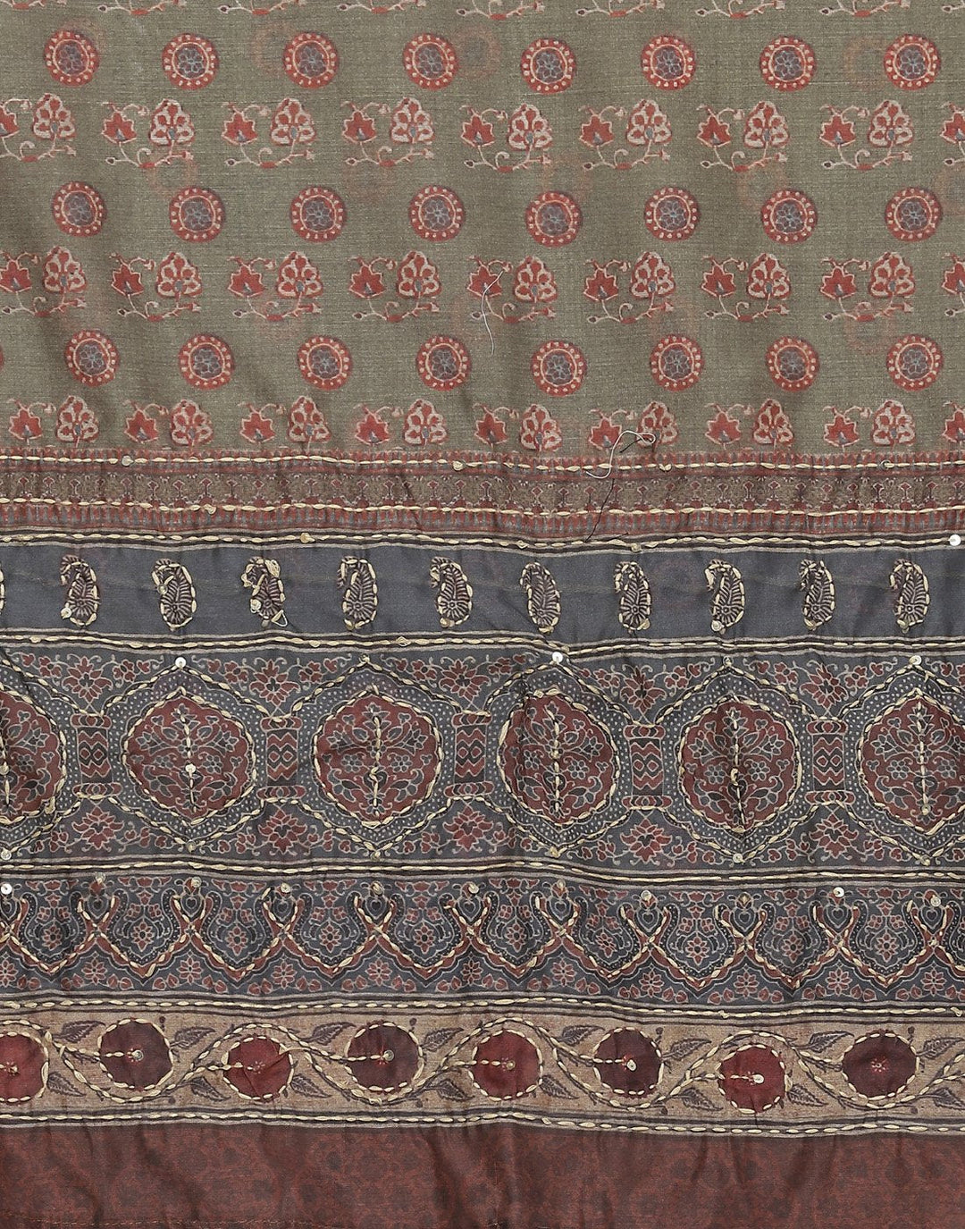 Printed Chanderi Suit Piece With Embroidered Chanderi Dupatta