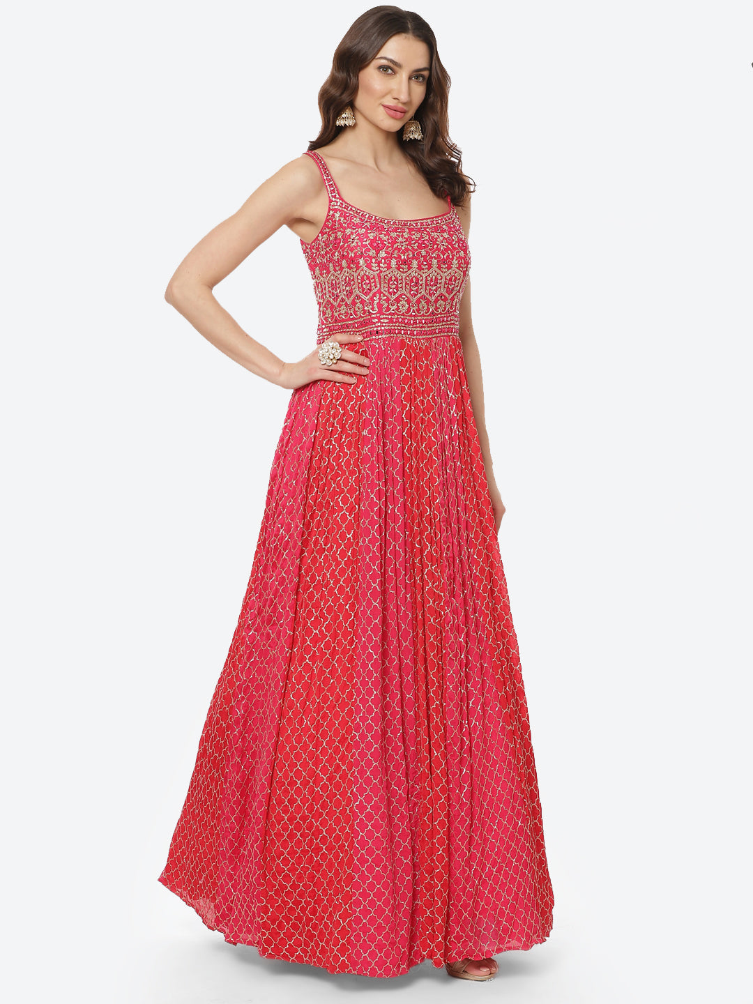 Sequence Work Crepe Stitched Salwar Kameez With Bandhani Printed Dupatta
