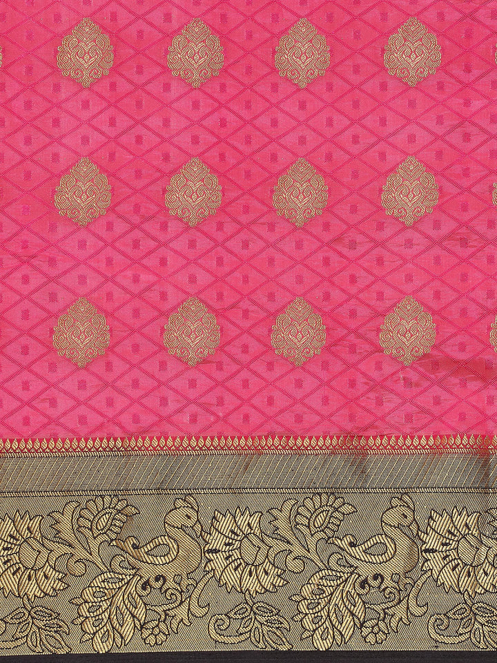 Zari Border Booti Art Handloom Woven Saree