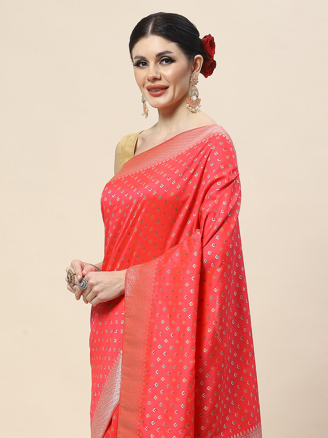 Zari Booti Woven Art Silk Banarsi Saree