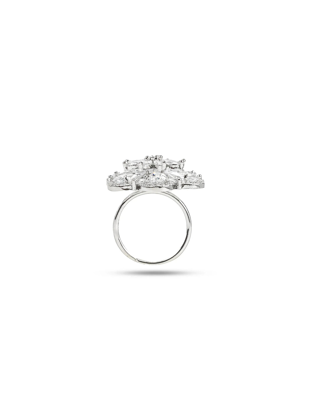 Silver Toned AD Stone Ring