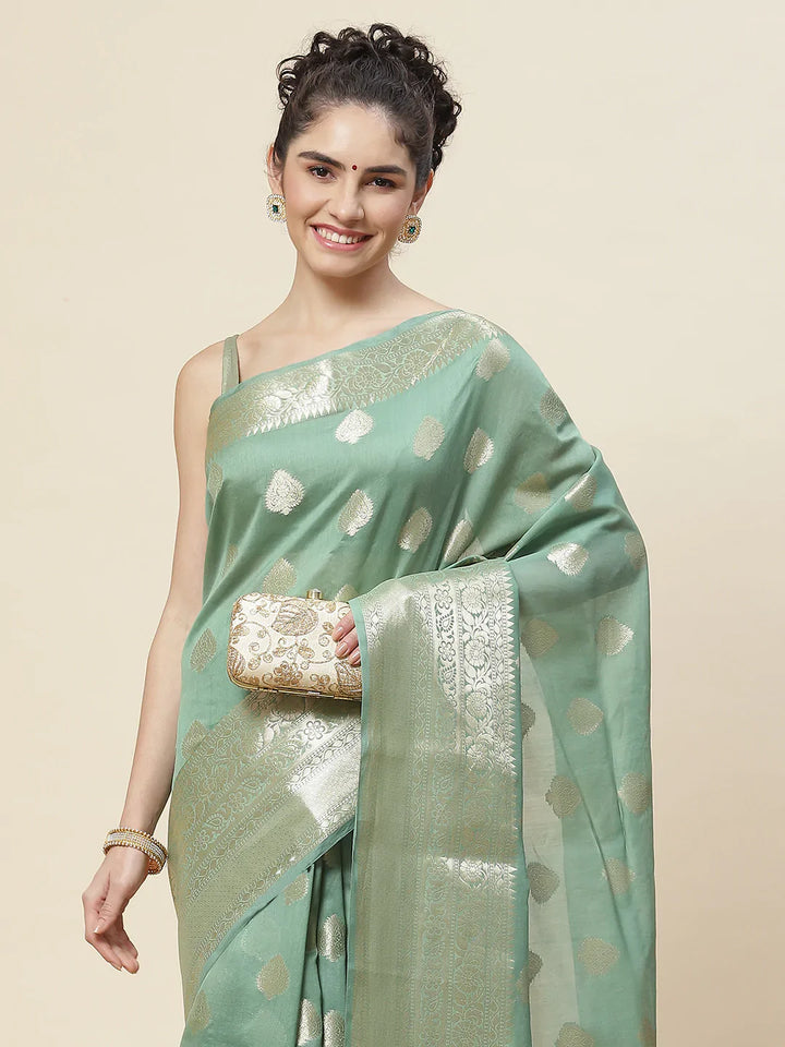 Zari Booti Cotton Woven Saree