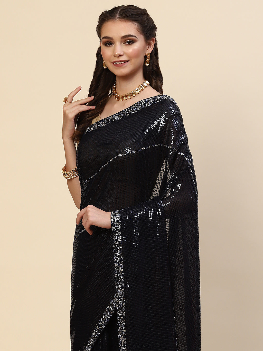 Sequin Embroidered Georgette Saree