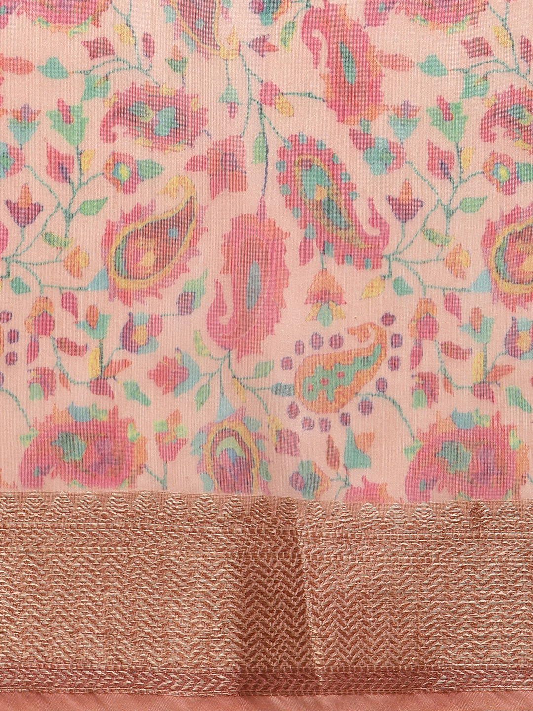 Printed Banarasi Border Pallu Cotton Saree