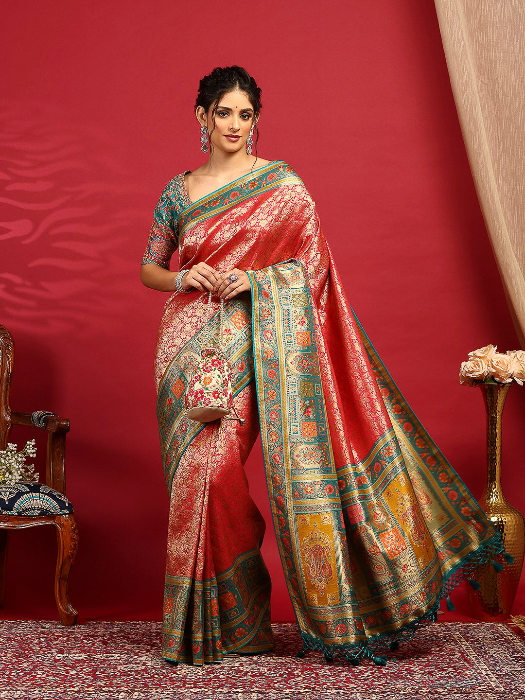 Embroidered Dola Silk Saree
