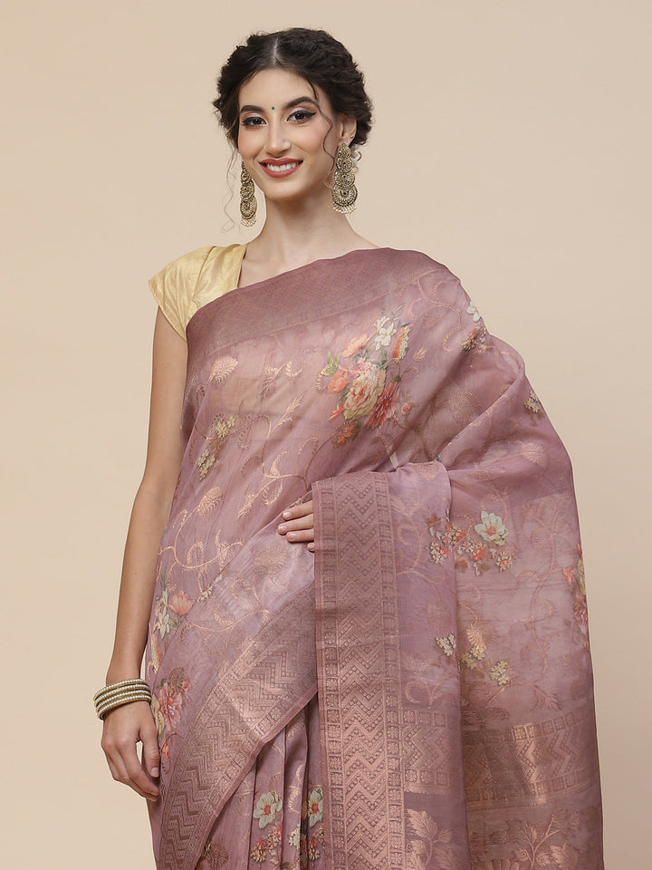 Floral Digital Printed Handloom Pallu Cotton Saree