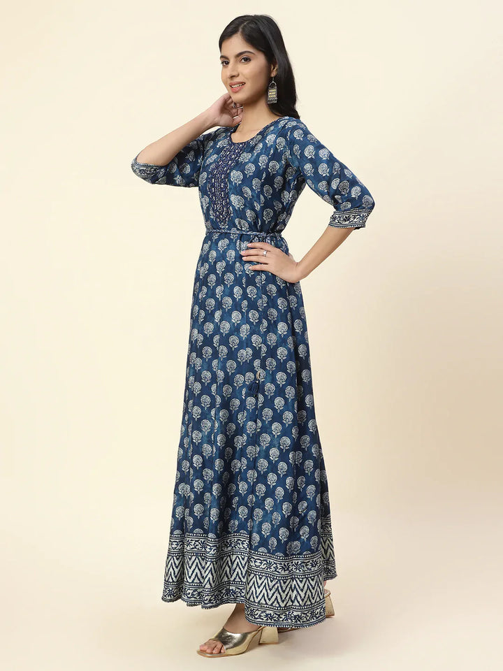 Floral Printed Handloom Anarkali Kirta
