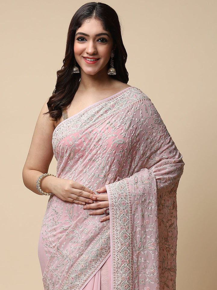 Resham Jaal Embroidered Georgette Saree