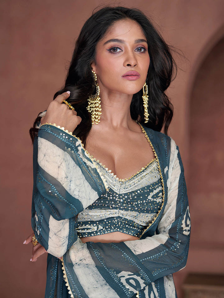 Embroidered Georgette Suit With Pant &amp; Dupatta