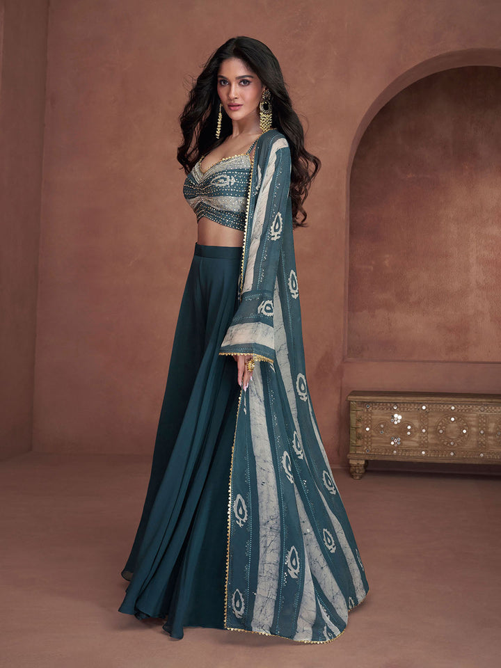 Embroidered Georgette Suit With Pant &amp; Dupatta