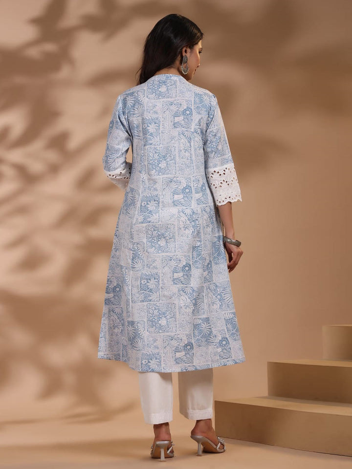 Floral Printed Cotton Kurti With Pants