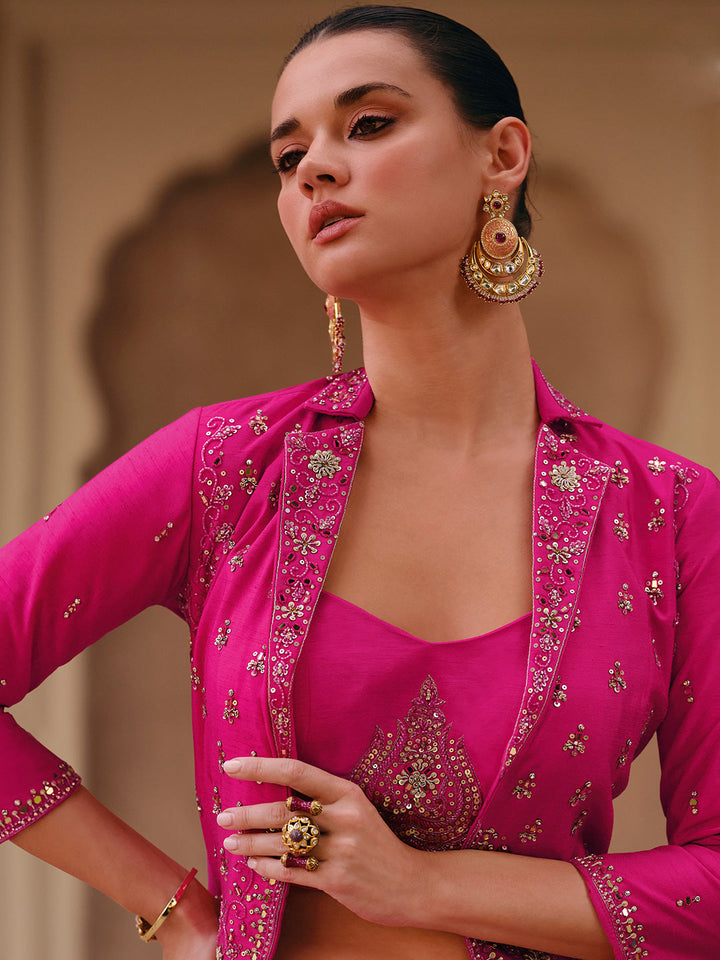Sequins Work Jacket Style Georgette Lehenga