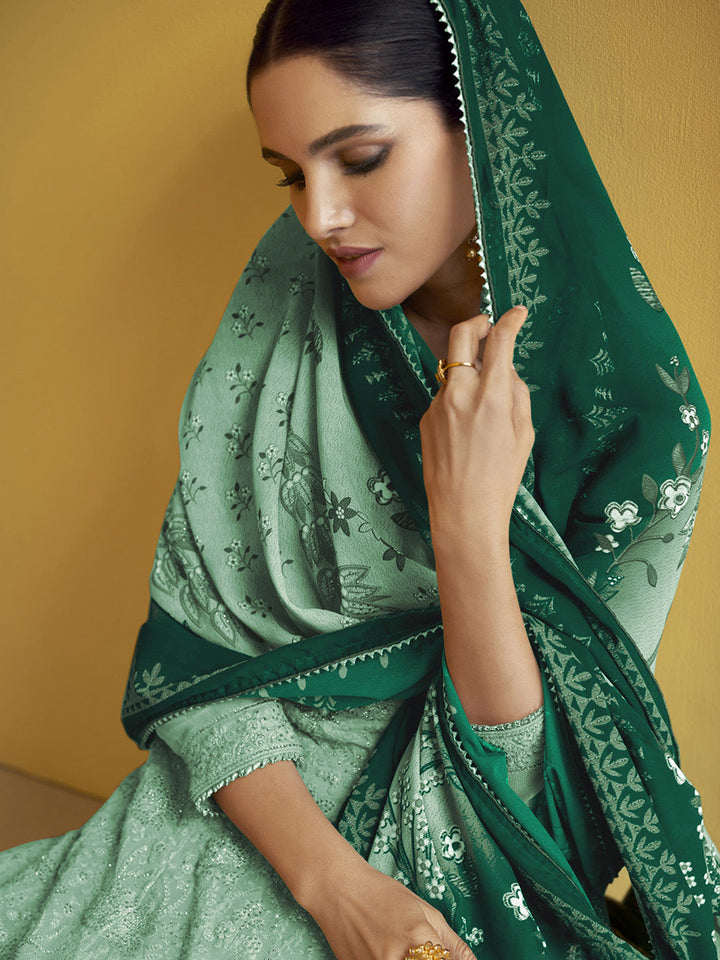 Embroidered Georgette Suit With Pant &amp; Dupatta
