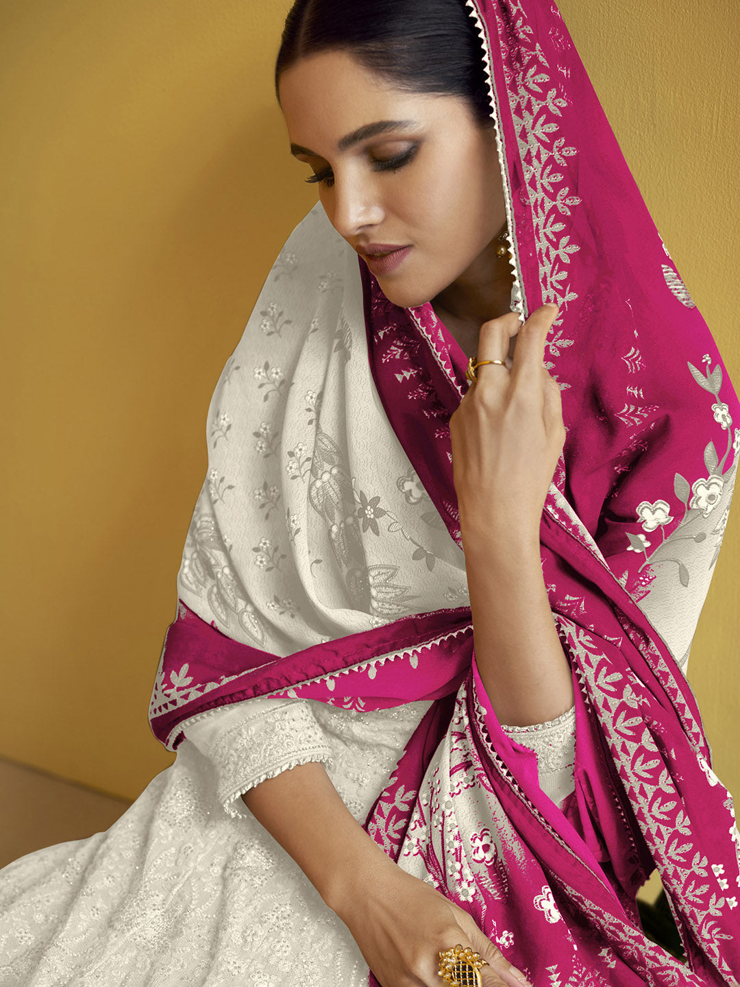 Embroidered Georgette Suit With Pant &amp; Dupatta