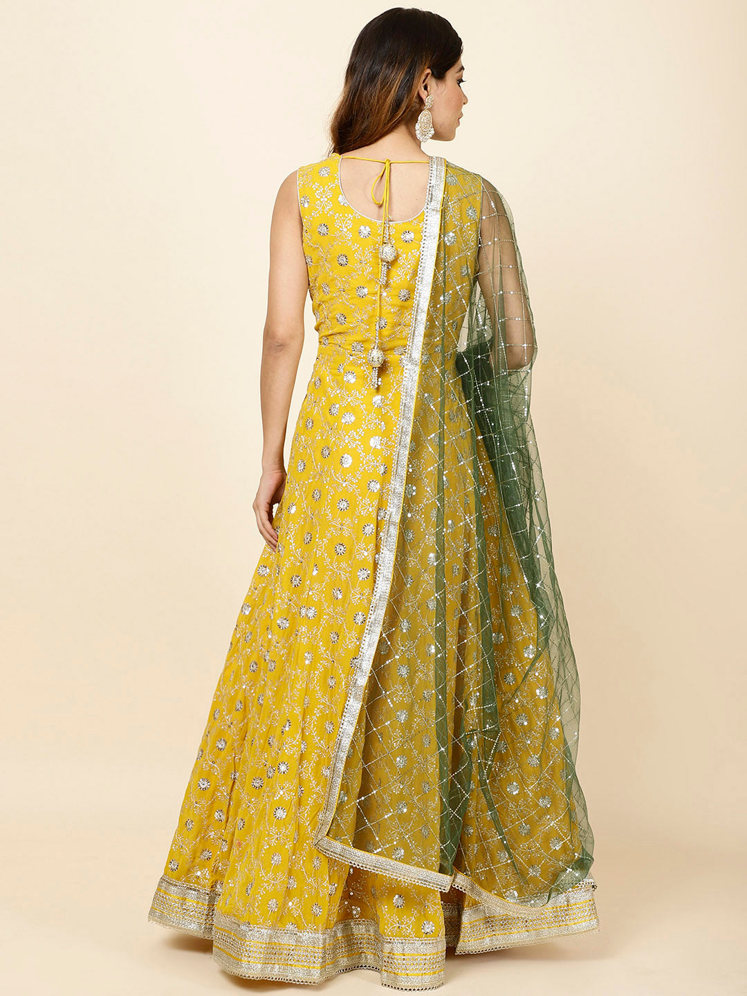 Embroidered Georgette Anarkali Kurta With Dupatta