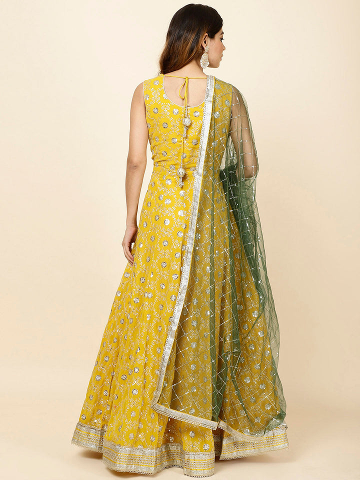 Embroidered Georgette Anarkali Kurta With Dupatta