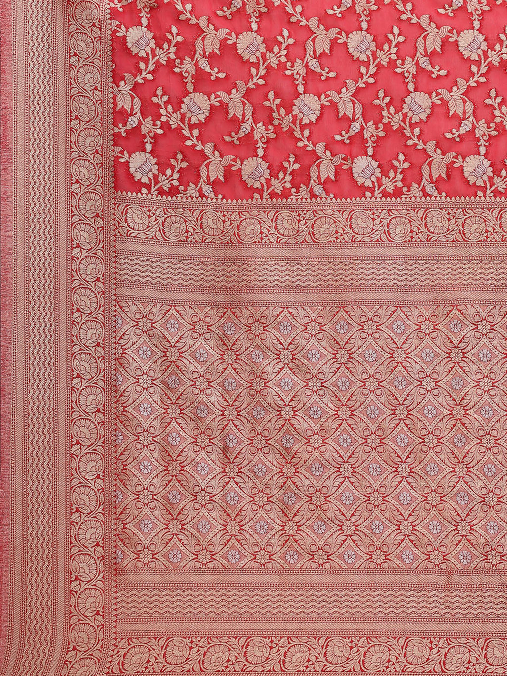 Floral Zari Jaal Georgette Plain Saree