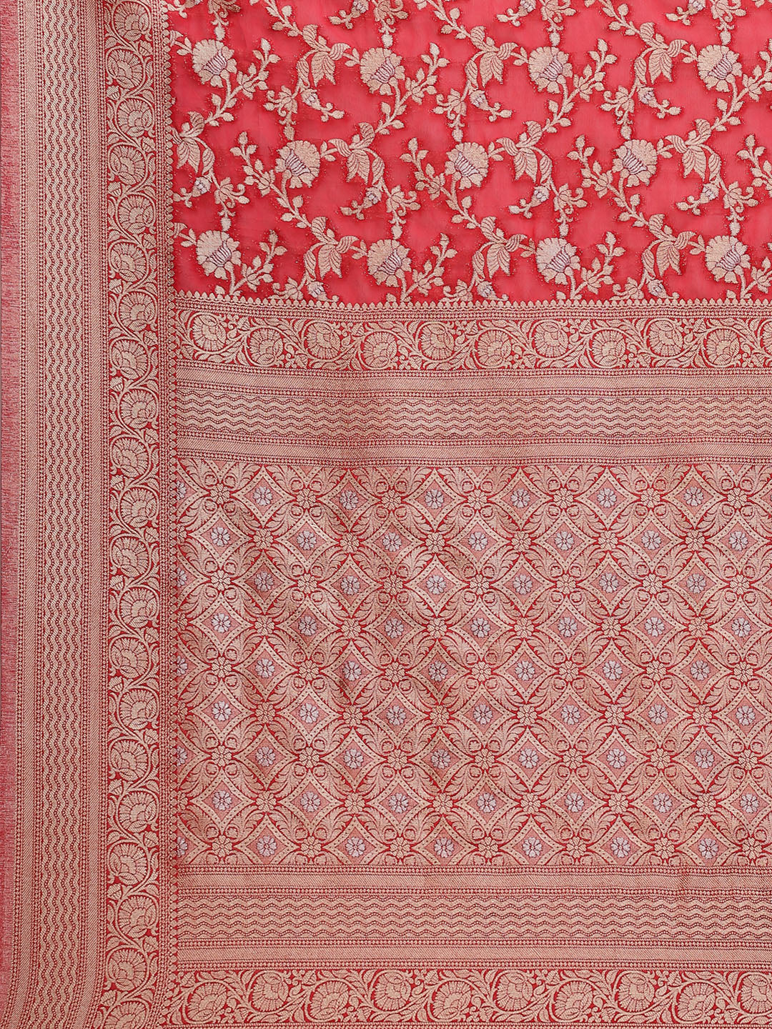 Floral Zari Jaal Georgette Plain Saree