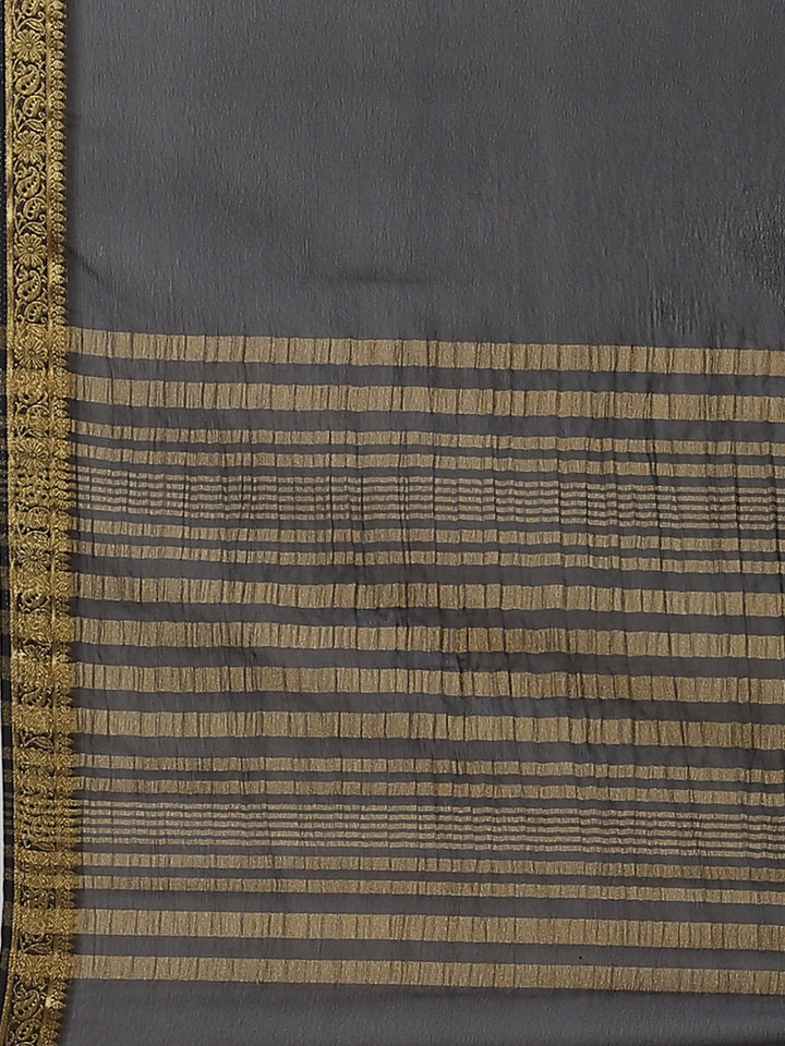 Piped Border Chiffon Plain Saree
