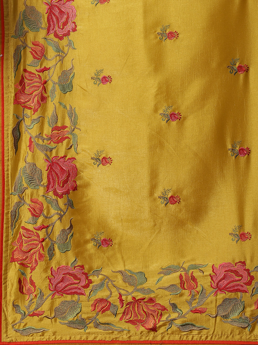 Floral Booti Embroidered Crepe Saree