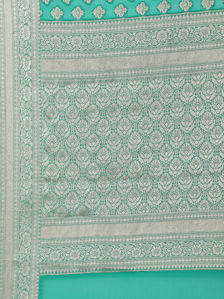 Zari Booti Chiffon Plain Saree