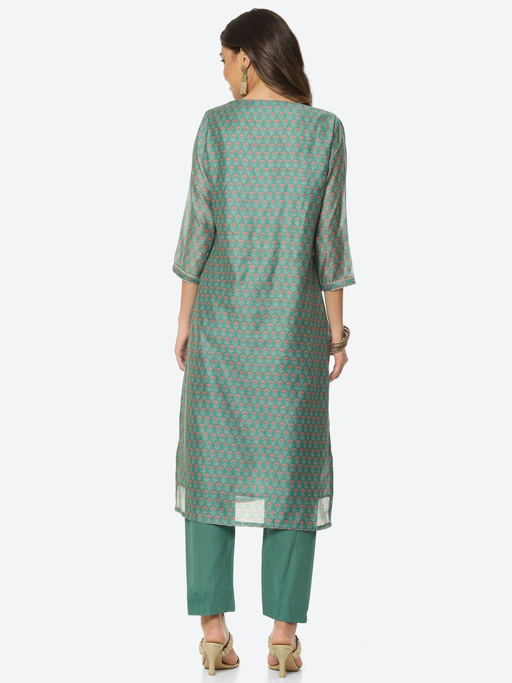 Gota Work Printed Chanderi Kurta With Pant