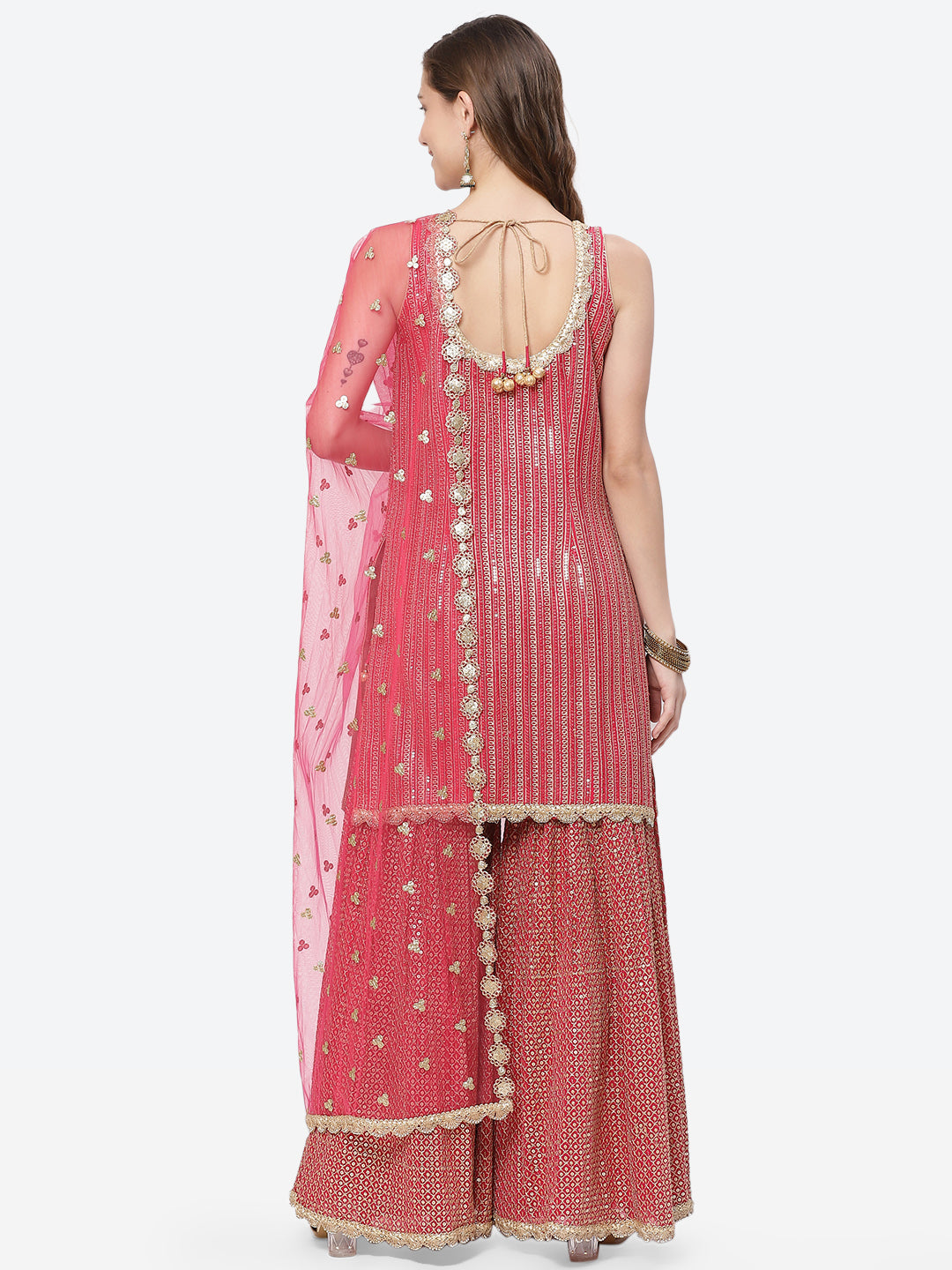 Sequenece Georgette Stitched Salwar Kameez With Net Dupatta
