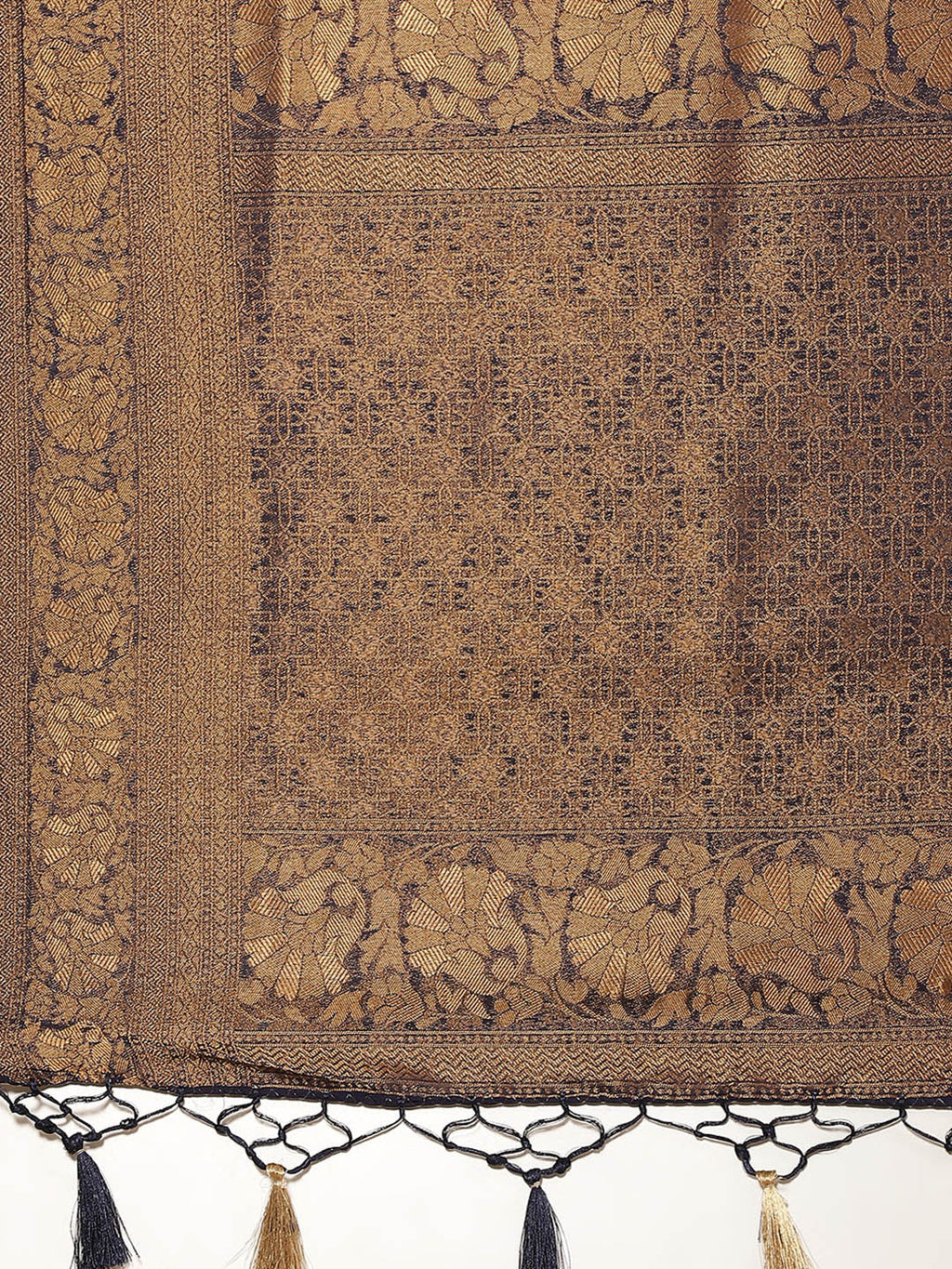Brocade Zari Jaal Art Handloom Saree With Contrast Border