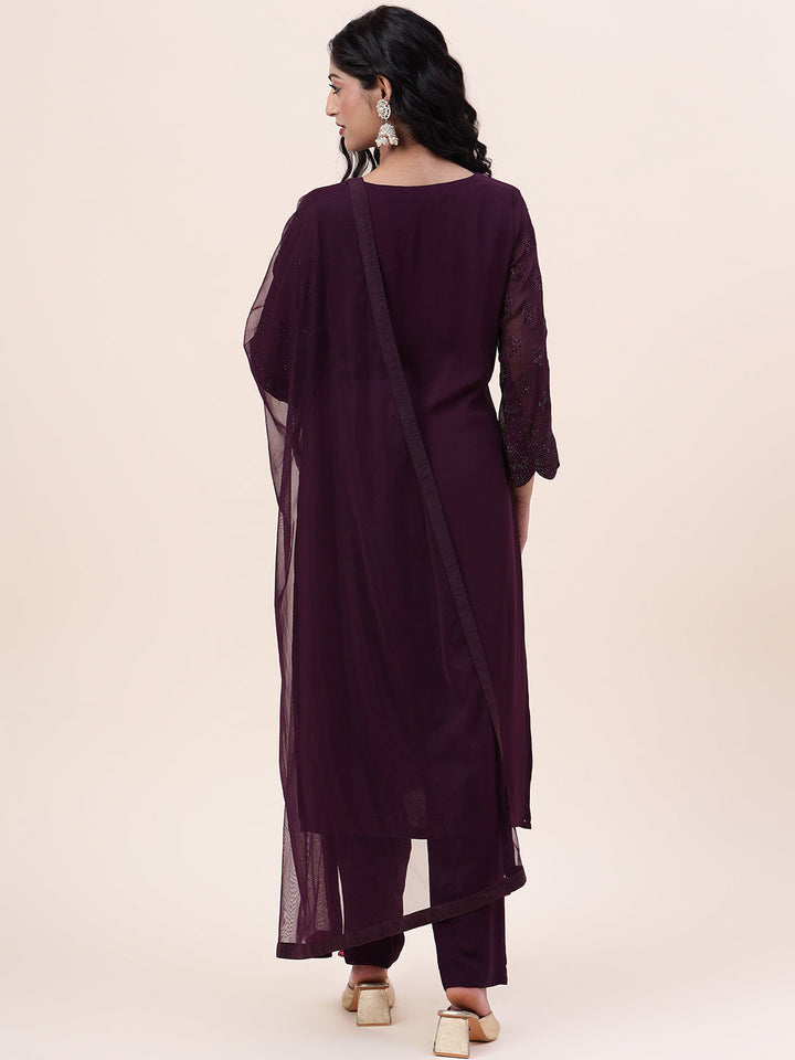 Swarovski Georgette Kurta With Sharara &amp; Dupatta