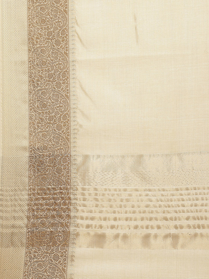 Plain Zari Border Art Handloom Woven Saree