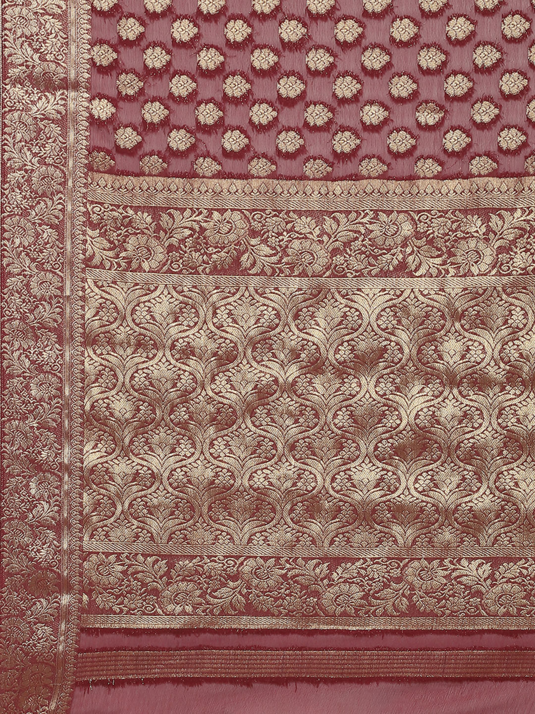 Zari Border Booti Chiffon Woven Saree