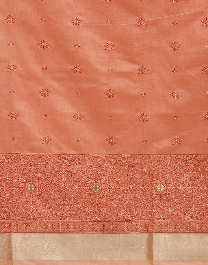 Chanderi Embroidered Suit Piece with Banarasi Dupatta