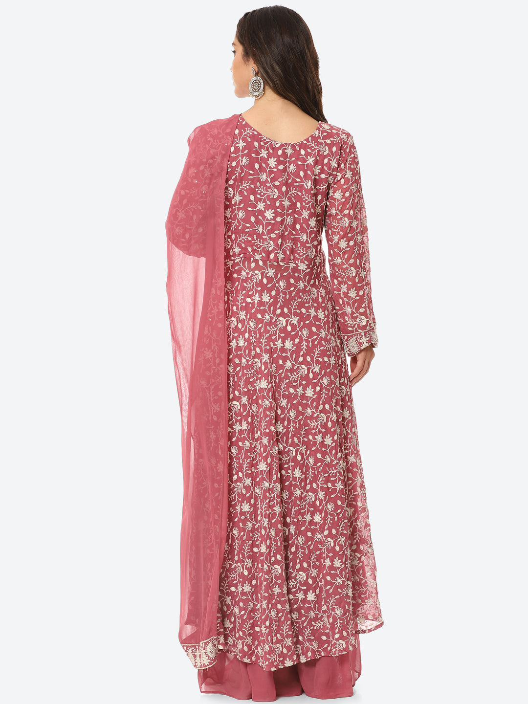Resham Jaal Georgette Kurta With Palazzo &amp; Dupatta