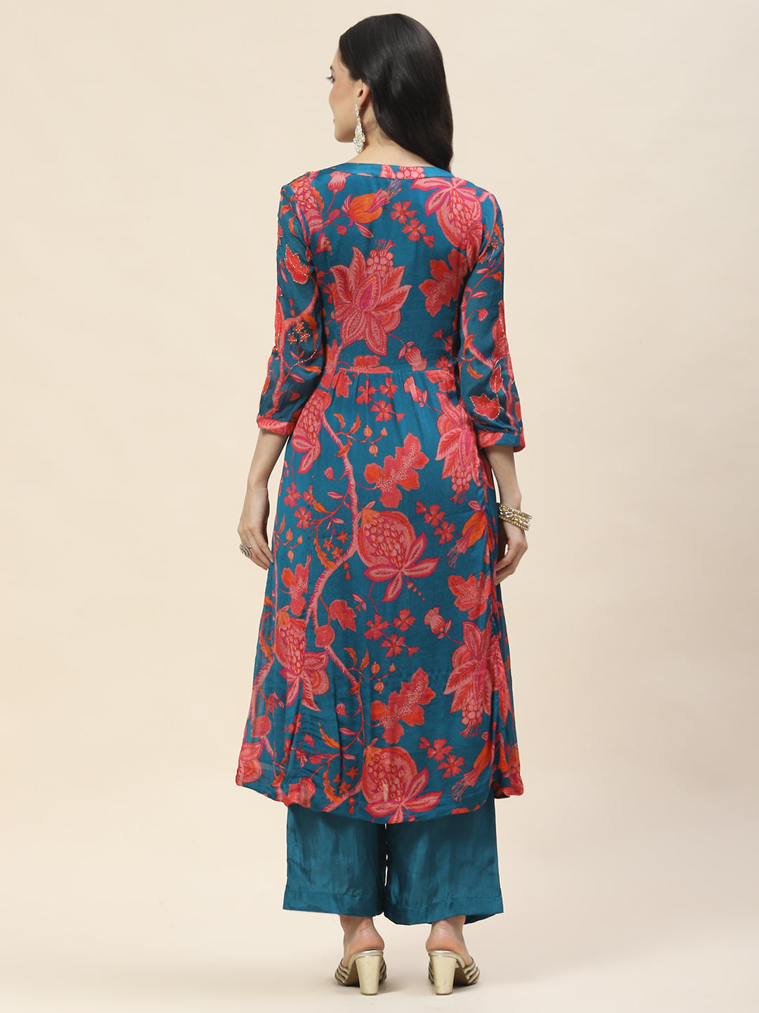 Floral Printed Muslin Kurta With Pants