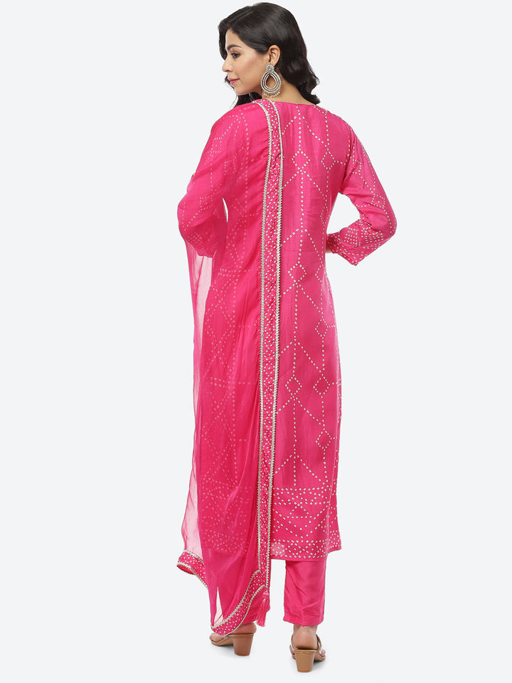 Gota Work Art Handloom Stitched Salwar Kameez With Chiffon Dupatta