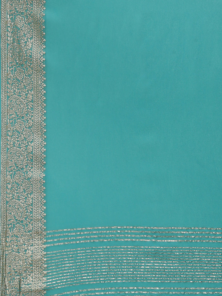 Zari Border Crepe Plain Saree