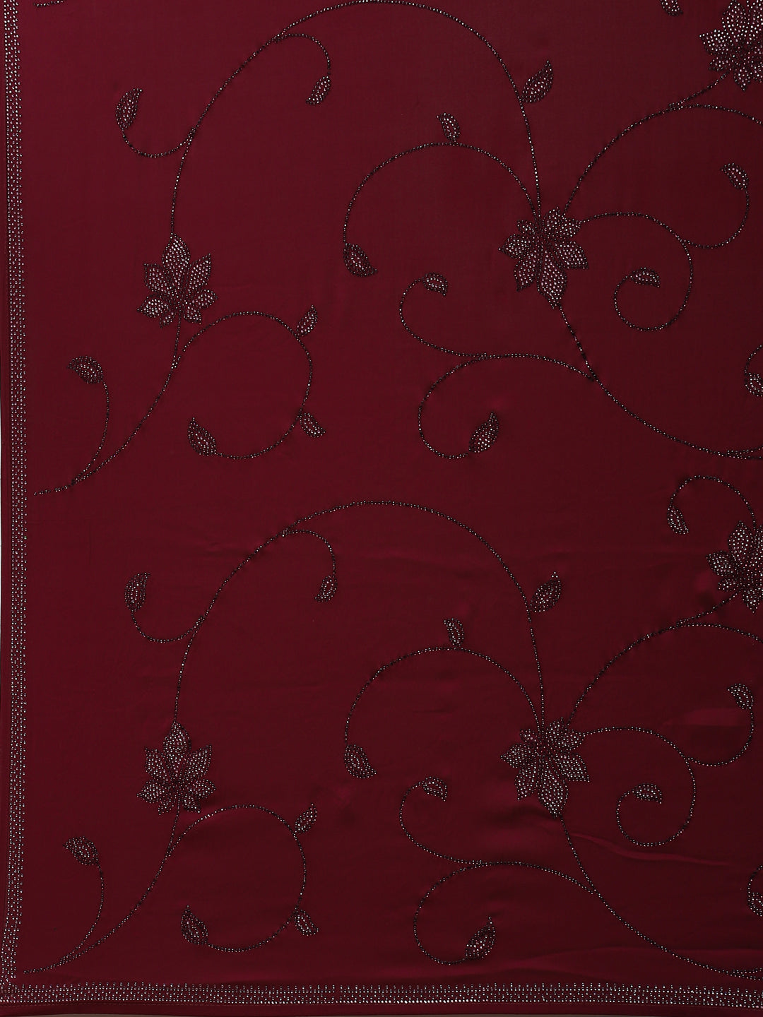 Stone Jaal Embroidered Satin Saree