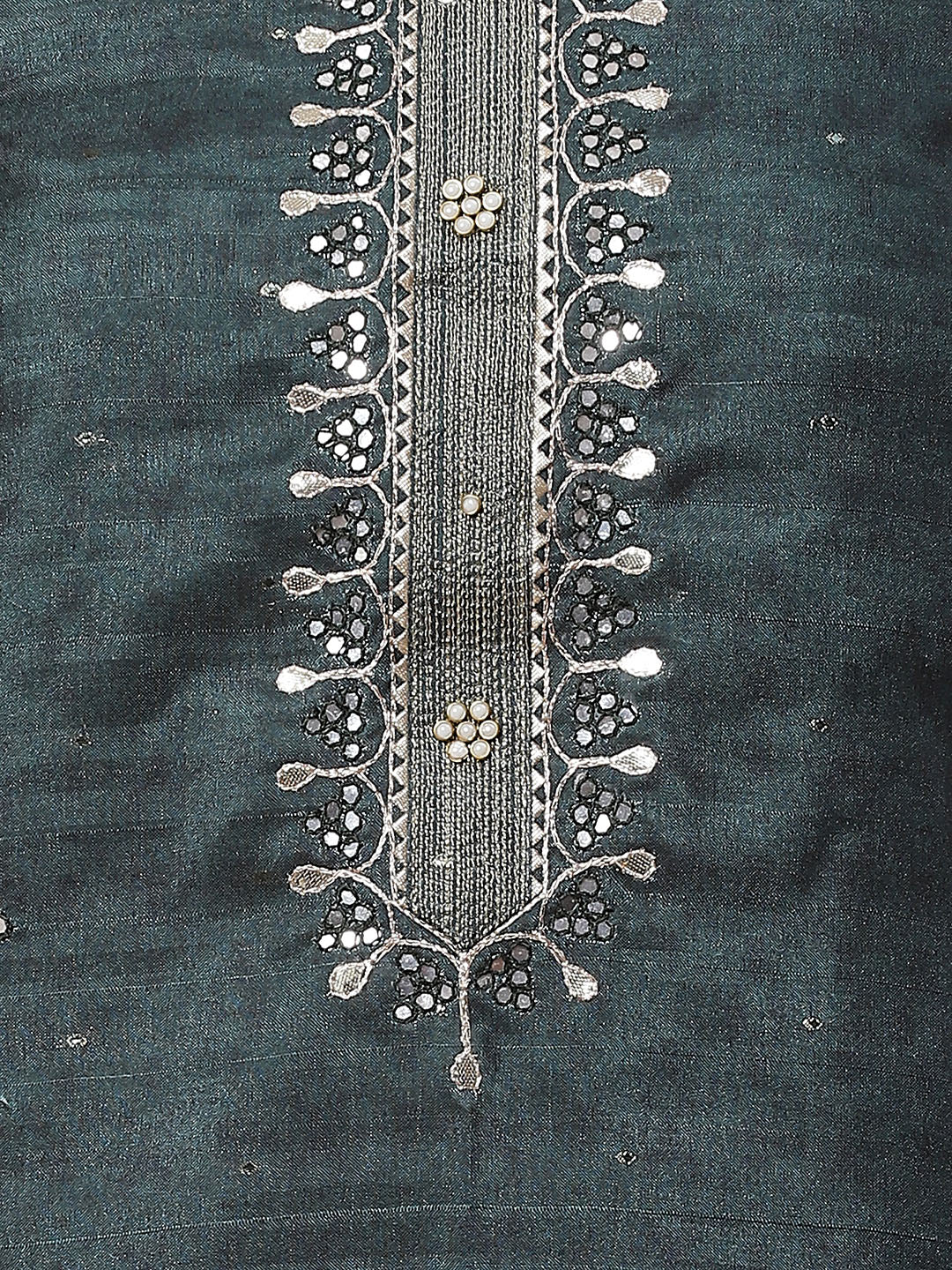 Neck Embroidered Chanderi Unstitched Suit Piece With Dupatta