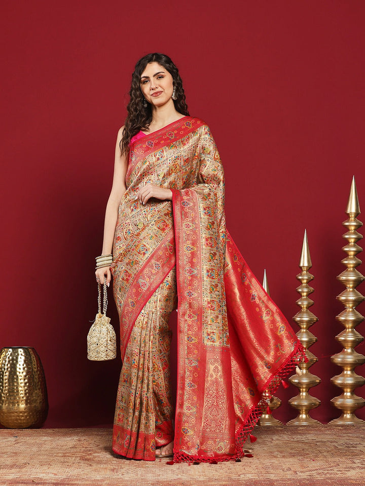 Woven Design Satin Saree