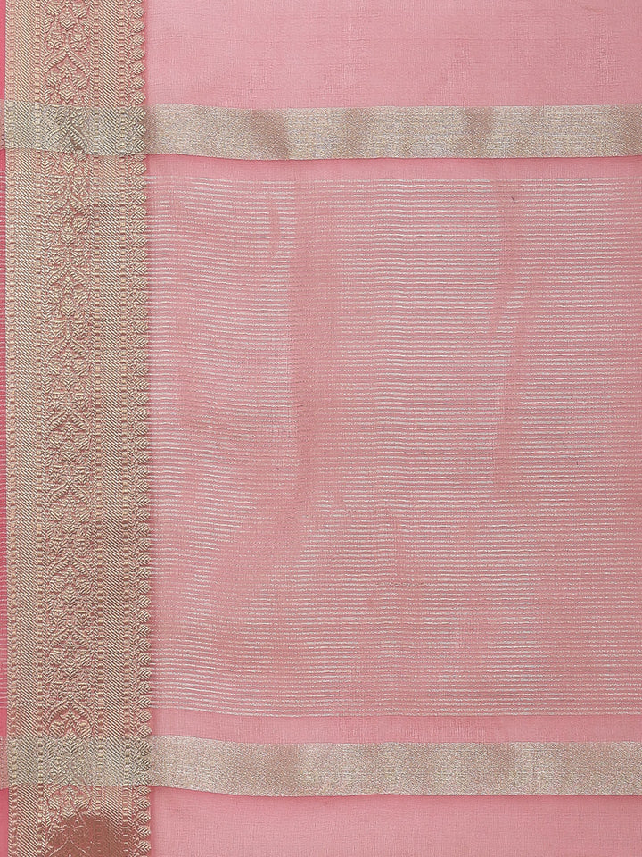 Zari Border Organza Plain Saree