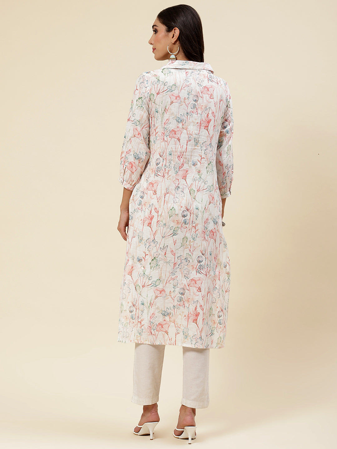 Floral Printed Muslin Kurta